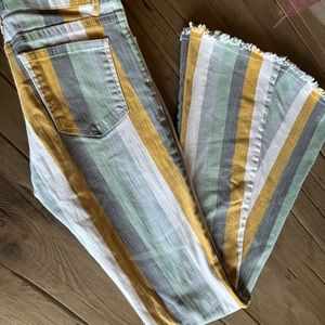 Alter’d State, flared, striped denim/jeans with stretch.